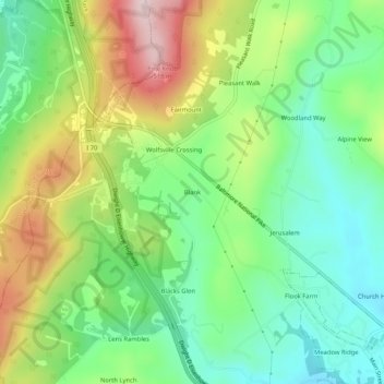 Topografisk kart Blank, høyde, relieff