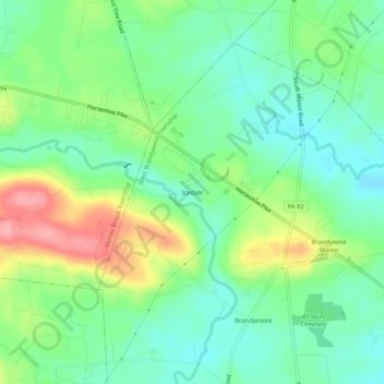 Topografisk kart Icedale, høyde, relieff