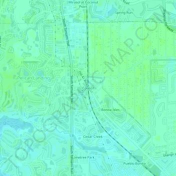 Topografisk kart Council, høyde, relieff