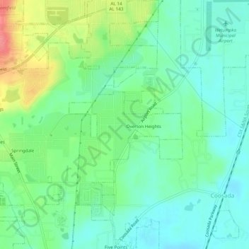 Topografisk kart Broadmoor, høyde, relieff
