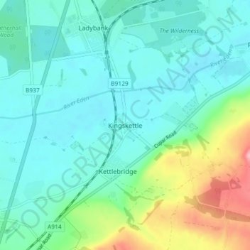 Topografisk kart Kingskettle, høyde, relieff