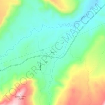 Topografisk kart Coyote, høyde, relieff