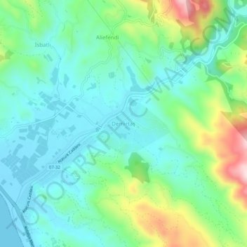 Topografisk kart Demirtaş, høyde, relieff