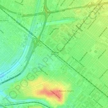 Topografisk kart Bassett, høyde, relieff