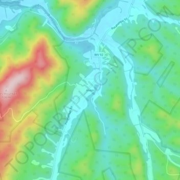 Topografisk kart Alvon, høyde, relieff