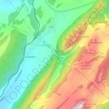 Topografisk kart La Scie de la Roche, høyde, relieff