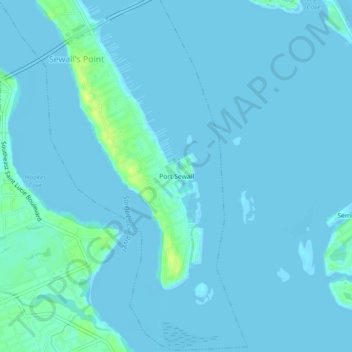 Topografisk kart Port Sewall, høyde, relieff
