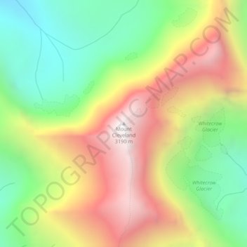 Topografisk kart Mount Cleveland, høyde, relieff