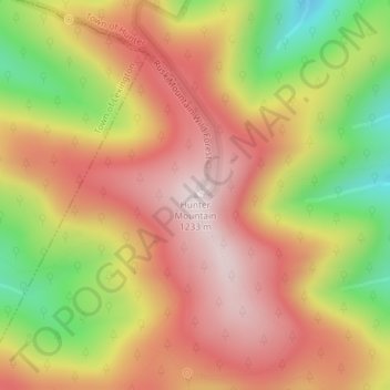 Topografisk kart Hunter Mountain, høyde, relieff