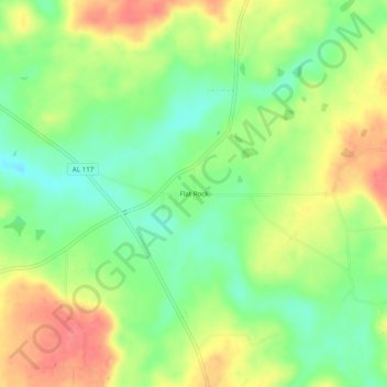 Topografisk kart Flat Rock, høyde, relieff