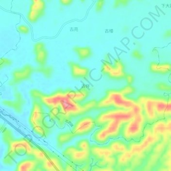 Topografisk kart Guban, høyde, relieff