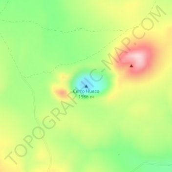 Topografisk kart Cerro Hueco, høyde, relieff