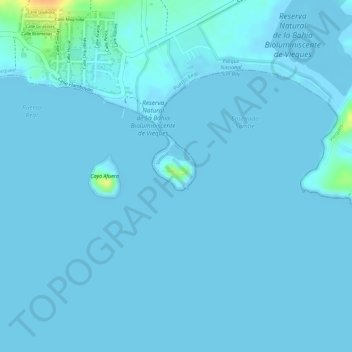 Topografisk kart Cayo de Tierra, høyde, relieff