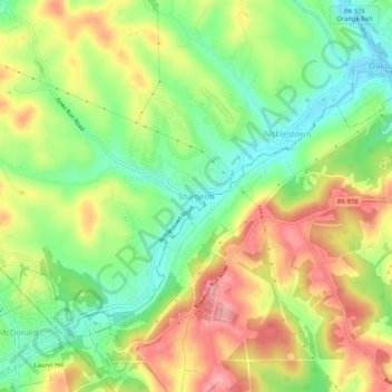 Topografisk kart Sturgeon, høyde, relieff