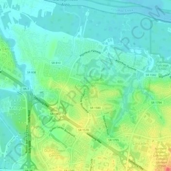 Topografisk kart Countryside, høyde, relieff