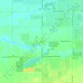 Topografisk kart Alto, høyde, relieff
