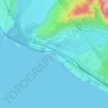 Topografisk kart San Onofre, høyde, relieff