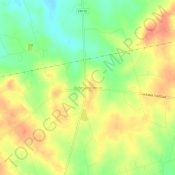Topografisk kart Independence, høyde, relieff