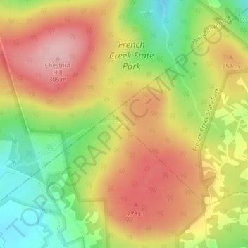 Topografisk kart Baptism Creek Spring, høyde, relieff