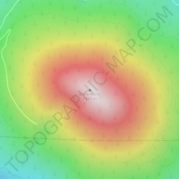 Topografisk kart Black Butte, høyde, relieff