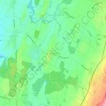 Topografisk kart Bioley-Orjulaz, høyde, relieff