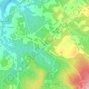 Topografisk kart Viola, høyde, relieff