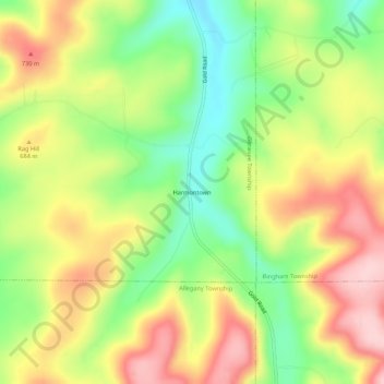Topografisk kart Harmontown, høyde, relieff