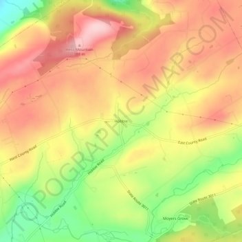 Topografisk kart Hobbie, høyde, relieff
