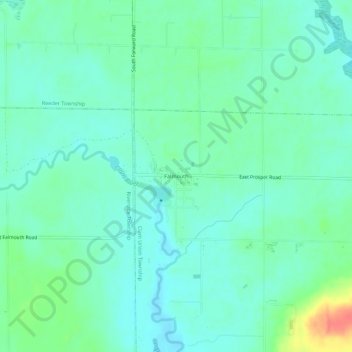 Topografisk kart Falmouth, høyde, relieff
