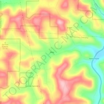 Topografisk kart Gipsy, høyde, relieff