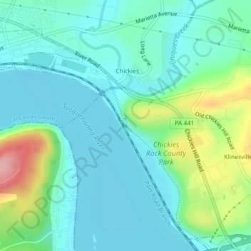 Topografisk kart Chickies Rock, høyde, relieff