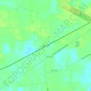 Topografisk kart Hightower, høyde, relieff