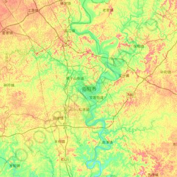 Topografisk kart Ziyang, høyde, relieff