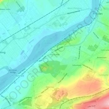 Topografisk kart Port Griffith, høyde, relieff