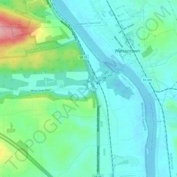Topografisk kart White Deer, høyde, relieff