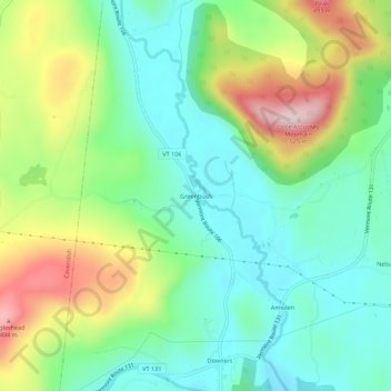 Topografisk kart Greenbush, høyde, relieff
