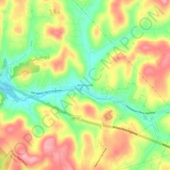 Topografisk kart West Export, høyde, relieff