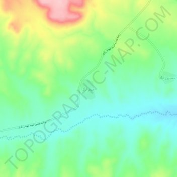 Topografisk kart خرم آباد, høyde, relieff