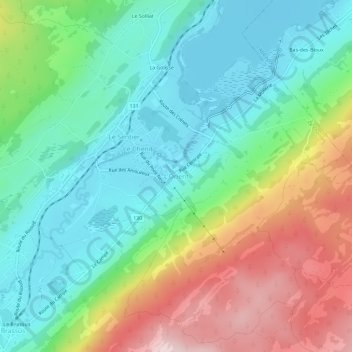 Topografisk kart L'Orient, høyde, relieff