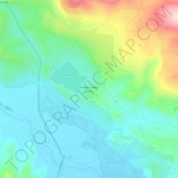 Topografisk kart Hidden Valley Lake, høyde, relieff
