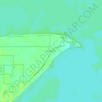 Topografisk kart Whitefish Point, høyde, relieff
