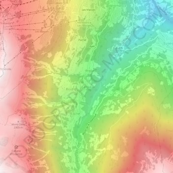 Topografisk kart Cerise, høyde, relieff