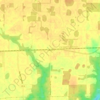 Topografisk kart Canoe, høyde, relieff