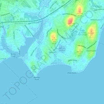 Topografisk kart Bayview, høyde, relieff