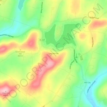 Topografisk kart Lake Winola, høyde, relieff