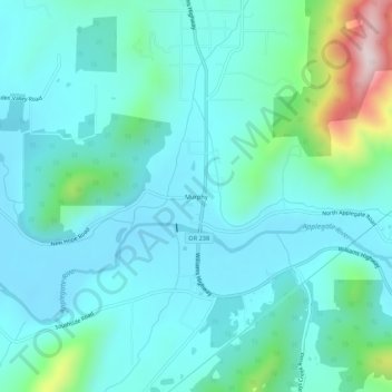 Topografisk kart Murphy, høyde, relieff