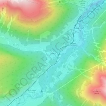 Topografisk kart Chapella, høyde, relieff