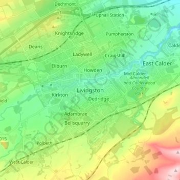 Topografisk kart Livingston, høyde, relieff