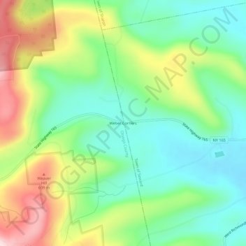 Topografisk kart Weber Corners, høyde, relieff