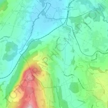 Topografisk kart Granges, høyde, relieff